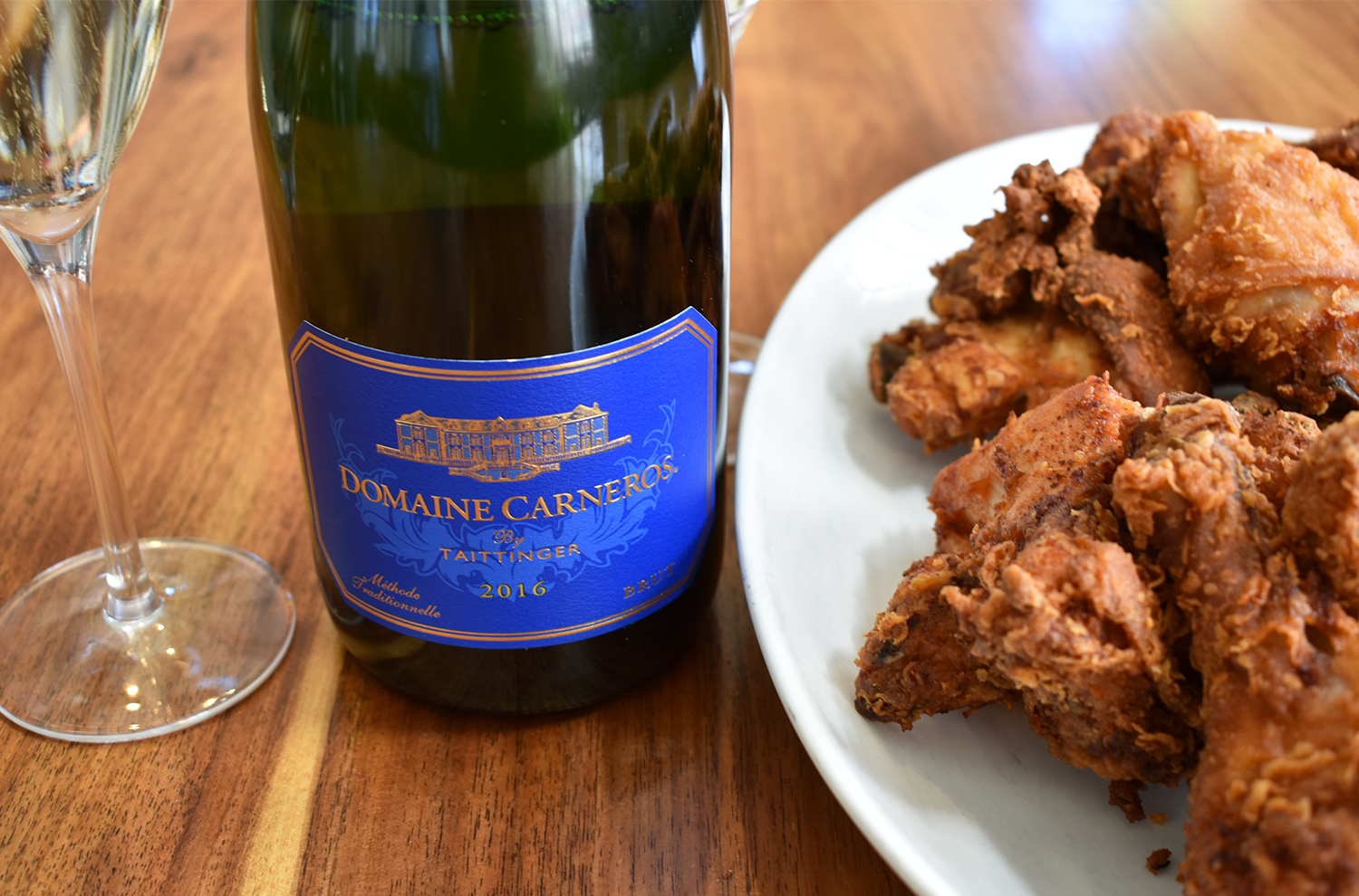 Fried chicken and a bottle of Estate Brut Cuvee
