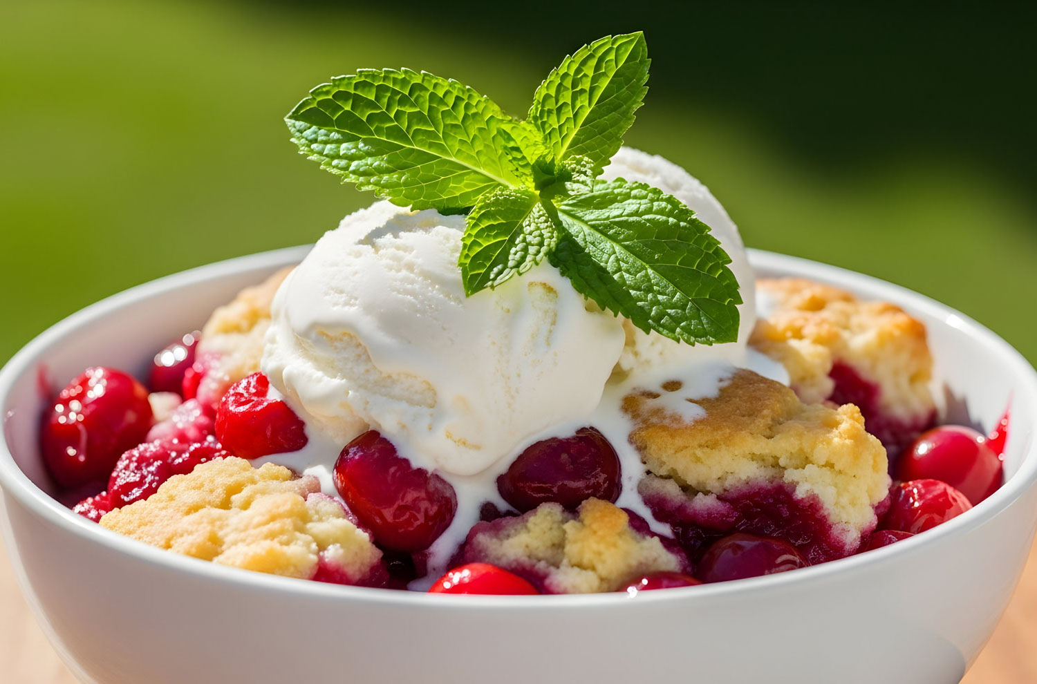 Cherry Cobbler and Vanilla Ice Cream