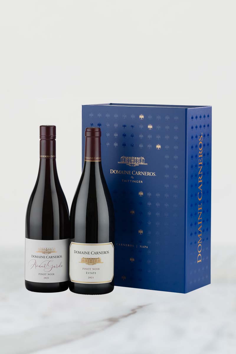 2021 Avant Garde and 2021 Estate Pinot Noir in blue box 