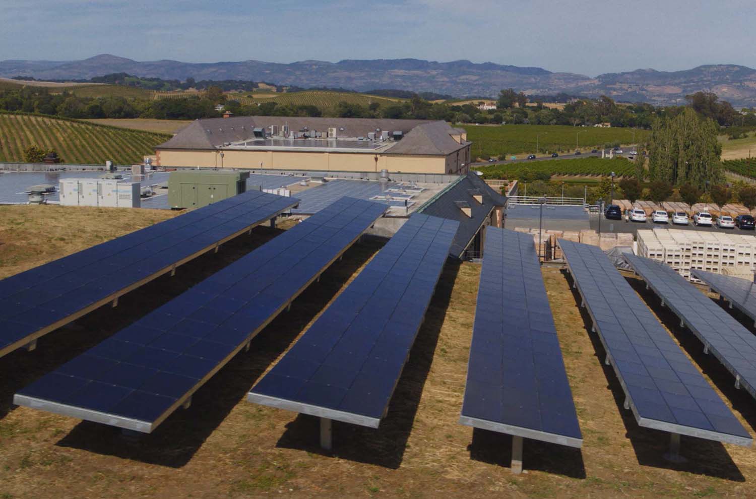 Solar Panels for Microgrid Battery behind the Chateau