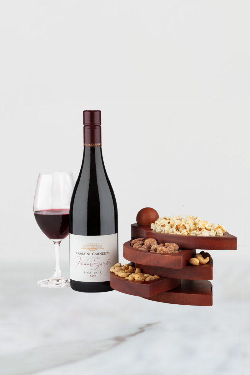 Bottle of Avant-Garde with appetizer tray