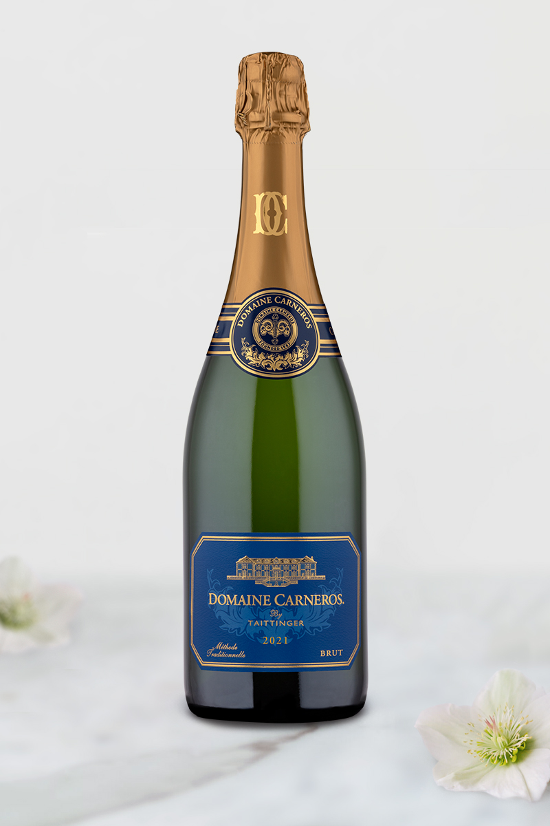 bottle of 2021 Estate Brut on marble