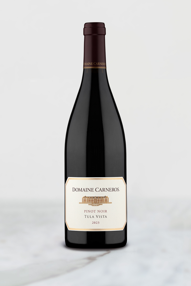 Bottle of 2023 Tula Vista Pinot Noir on marble