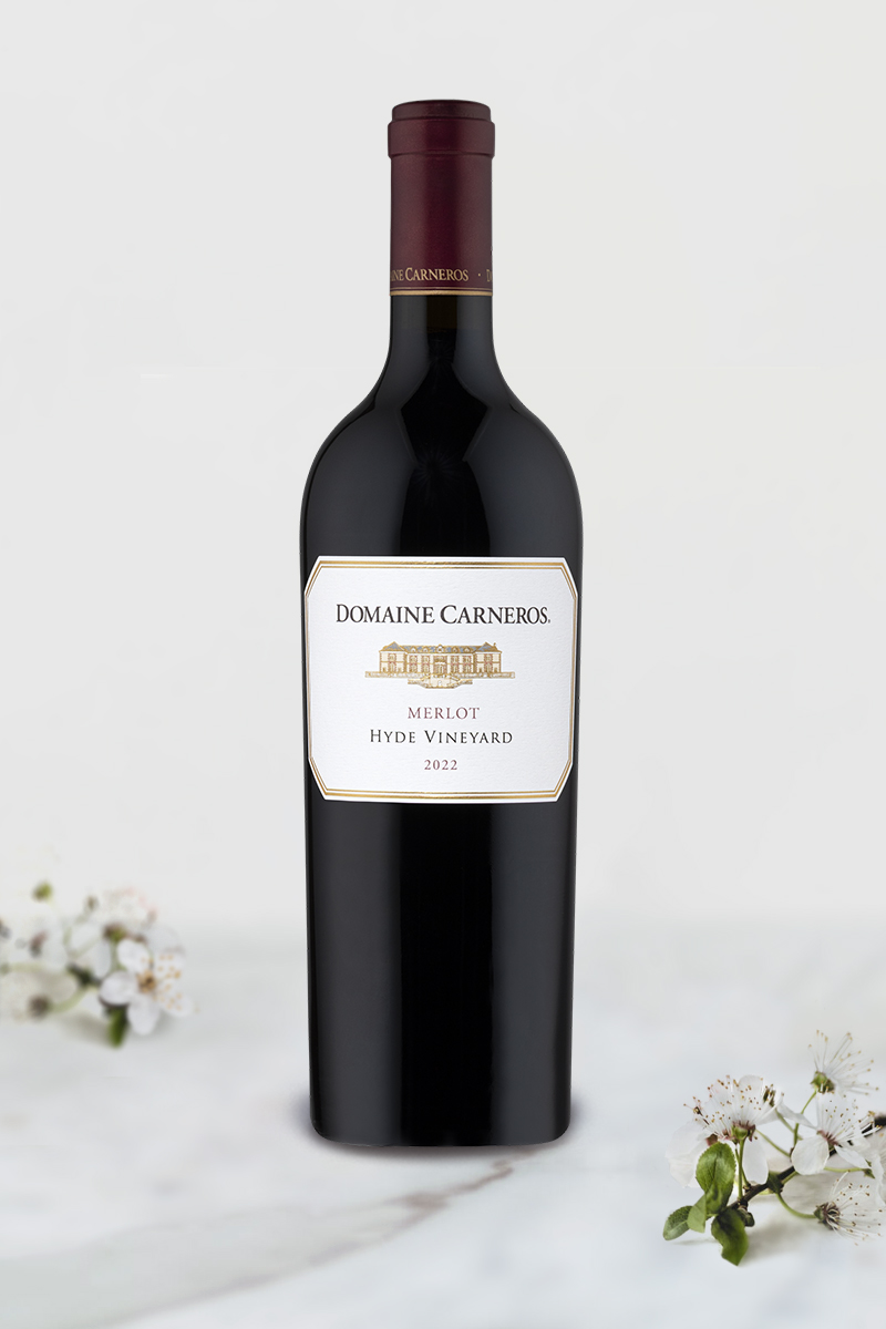 2022 Hyde Vineyard Merlot bottle on marble