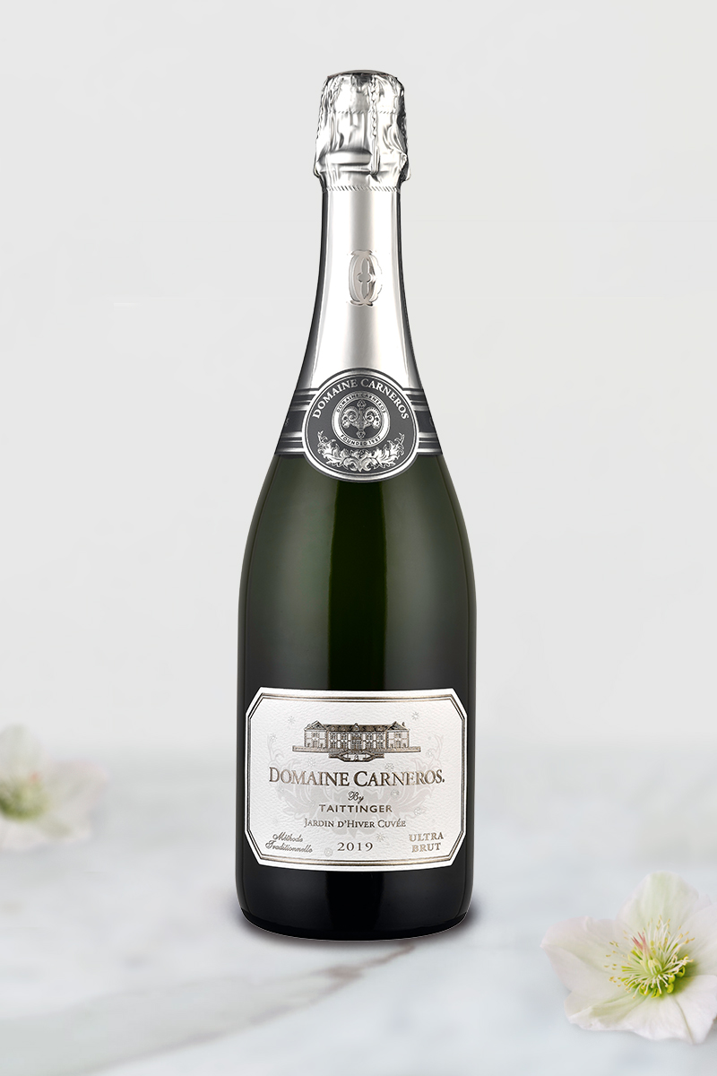Bottle of 2019 Jardin d'Hiver on marble background