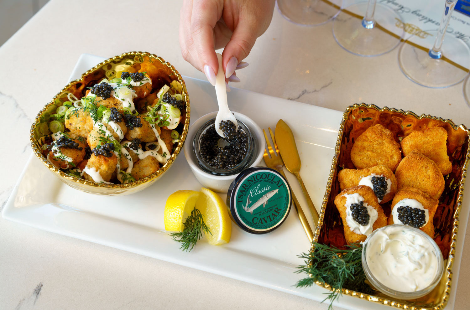 Caviar-Crowned Chicken Nuggets 