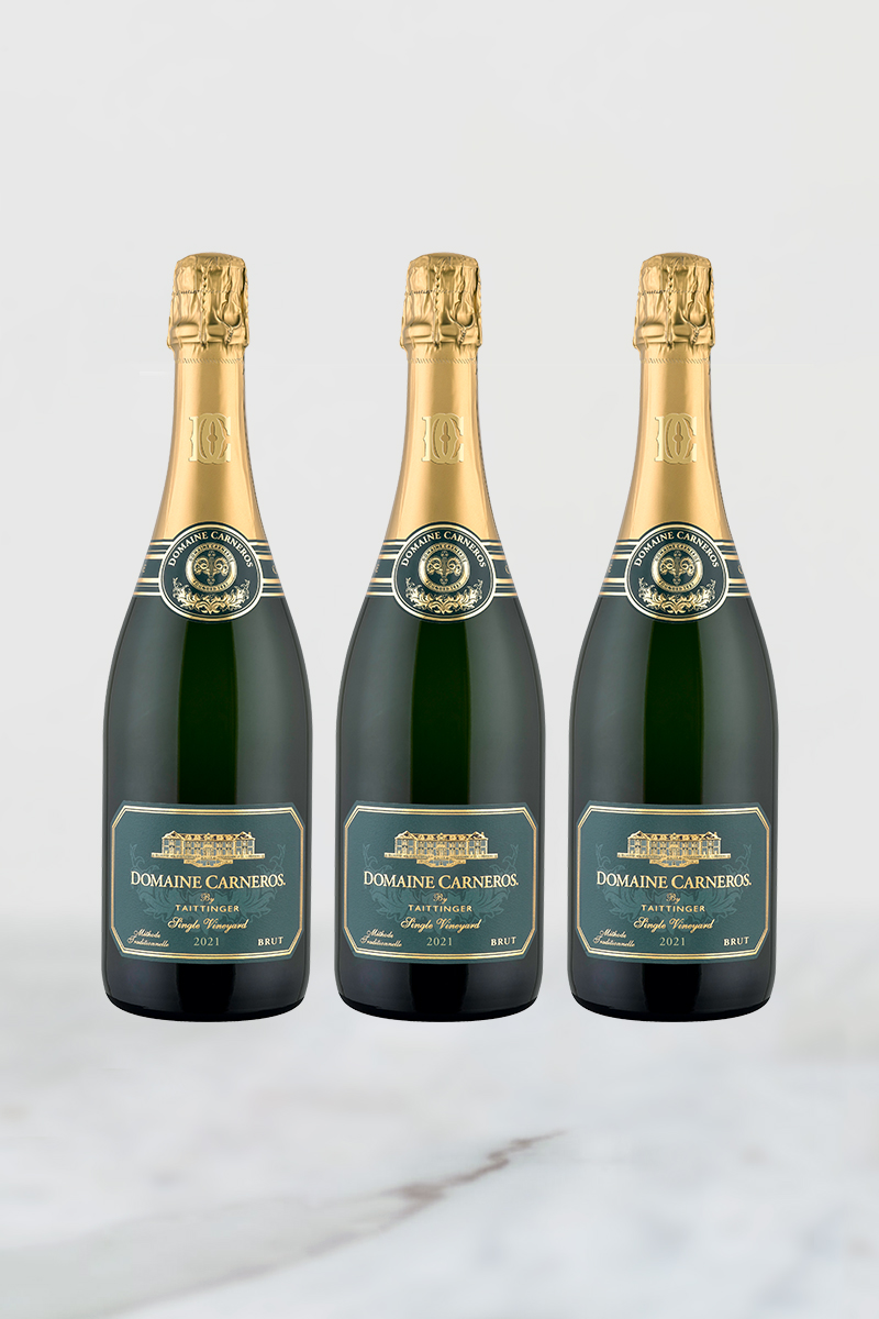 three bottles of 2021 Single Vineyard Brut
