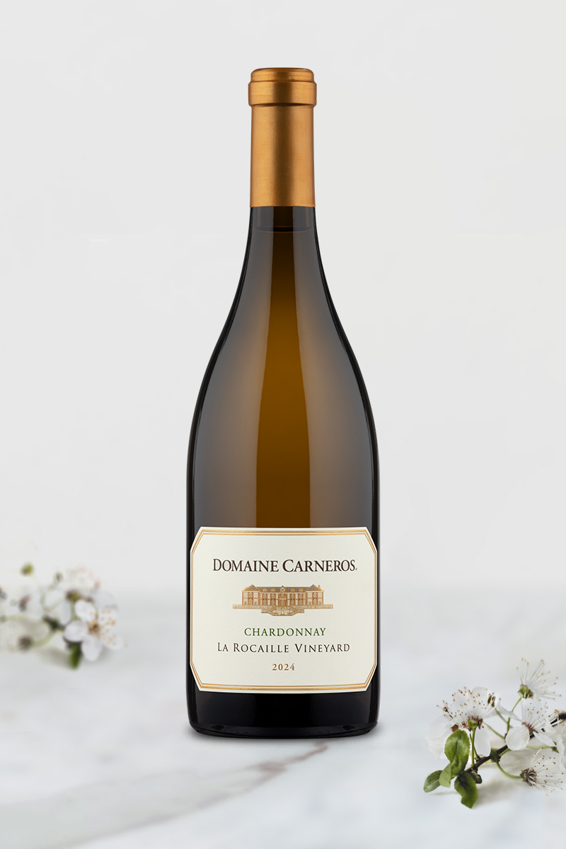 2024 La Rocaille Chardonnay on marble background