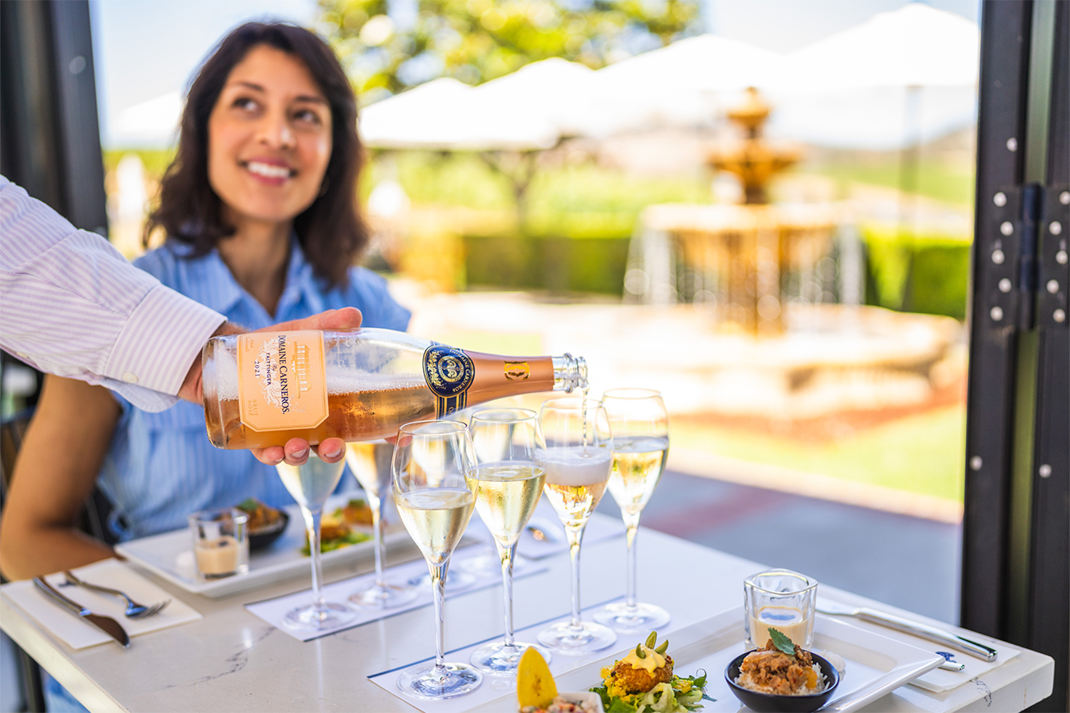 Group enjoying wine on the terrace